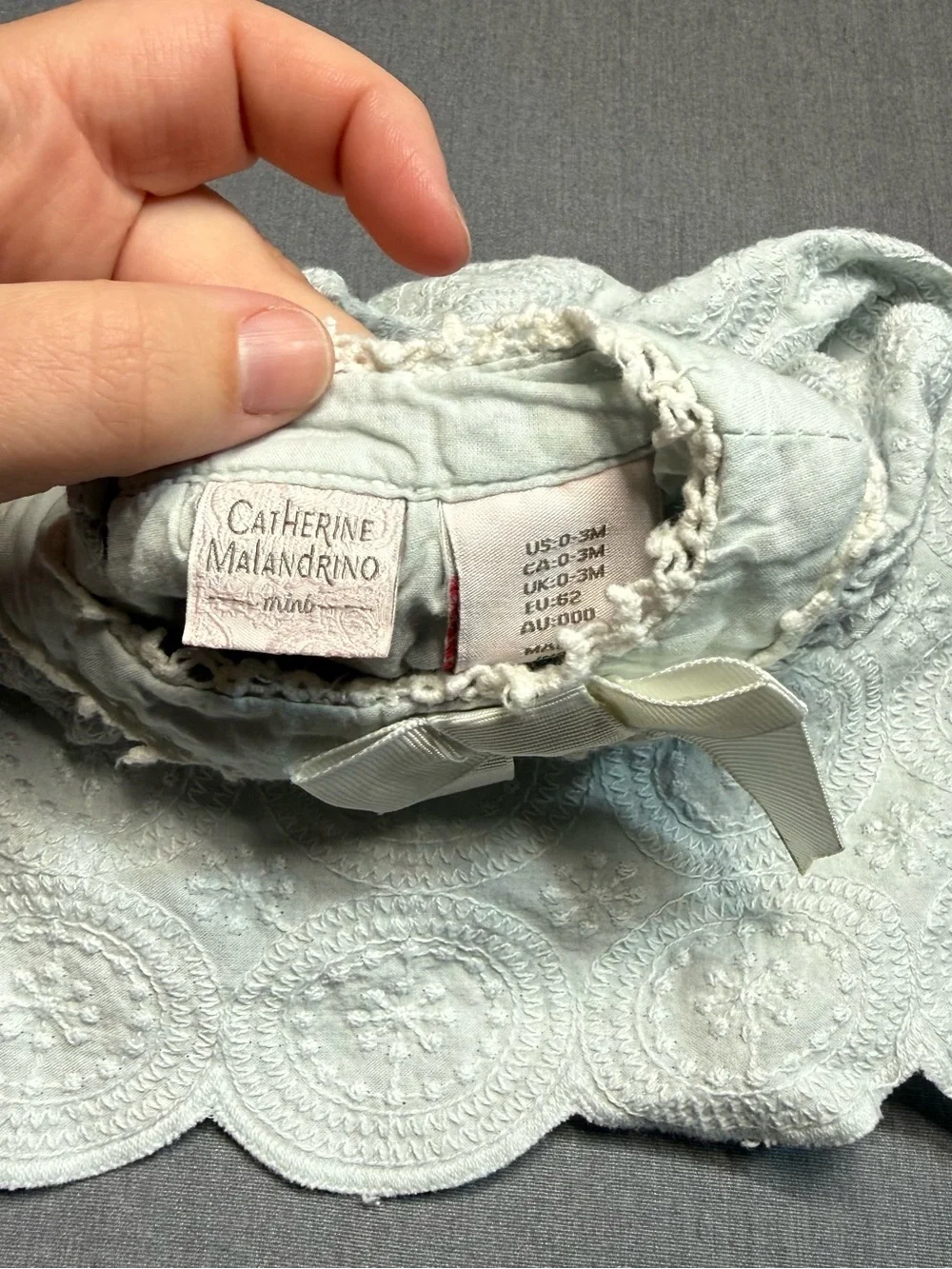 Catherine Malandrino Mint Eyelet Baby Dress with Bow